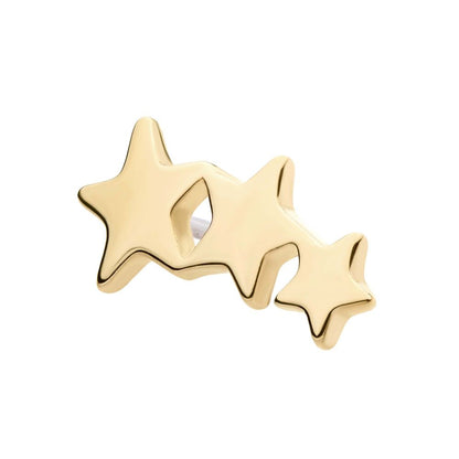 14Kt Yellow Gold Threadless with 3-Cluster Star Top
