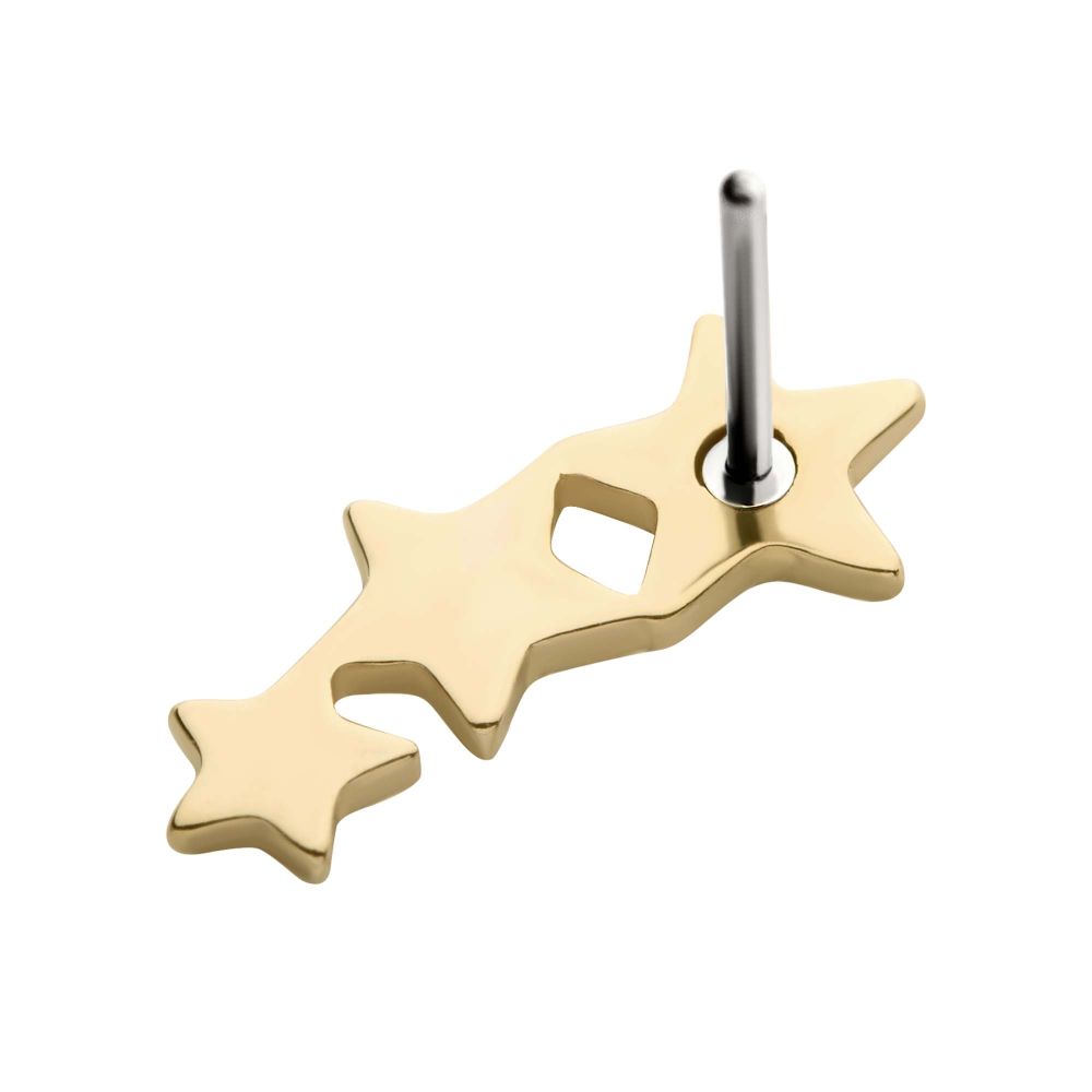 14Kt Yellow Gold Threadless with 3-Cluster Star Top