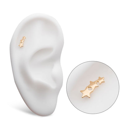 14Kt Yellow Gold Threadless with 3-Cluster Star Top