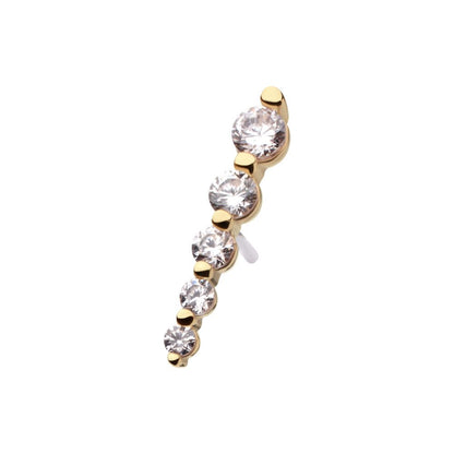 14Kt Yellow Gold Threadless Graduated Prong Set Round Gem 5-Cluster Top