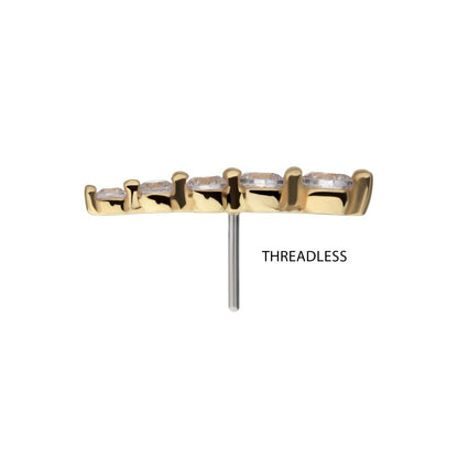 14Kt Yellow Gold Threadless Graduated Prong Set Round Gem 5-Cluster Top