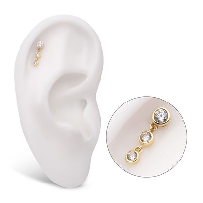 14Kt Yellow Gold Threadless Bezel Set Round Gem Top with Floating Double Gem