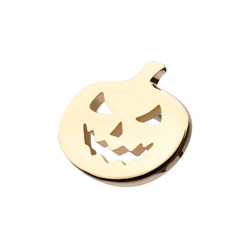 14Kt Yellow Gold Threadless Polished Finish Pumpkin Top