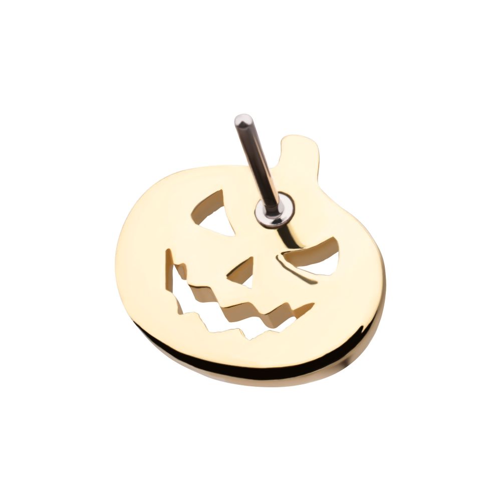 14Kt Yellow Gold Threadless Polished Finish Pumpkin Top