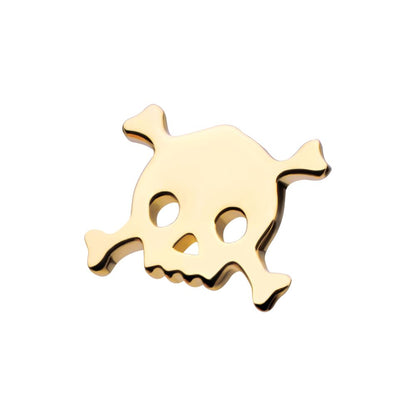 14Kt Yellow Gold Threadless Polished Finish Skulls and Crossbones Top