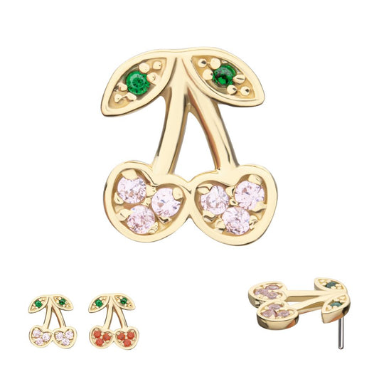 14Kt Yellow Gold Threadless Multigem Cherry Top