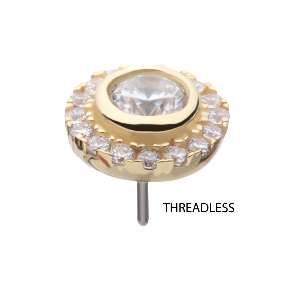 14Kt Yellow Gold Threadless Multigem Halo Top