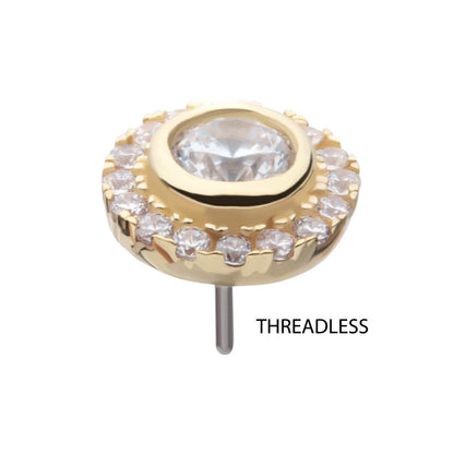 14Kt Yellow Gold Threadless Multigem Halo Top