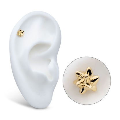 14Kt Yellow Gold Threadless Mace Ball Top