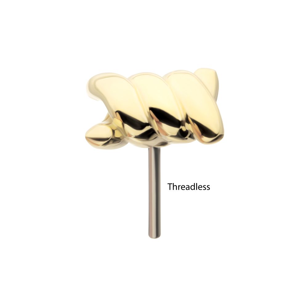 14Kt Yellow Gold Threadless Barbed Wire Knot Top