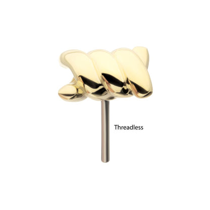 14Kt Yellow Gold Threadless Barbed Wire Knot Top