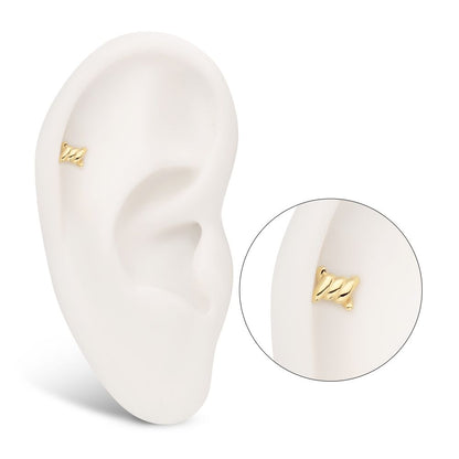 14Kt Yellow Gold Threadless Barbed Wire Knot Top