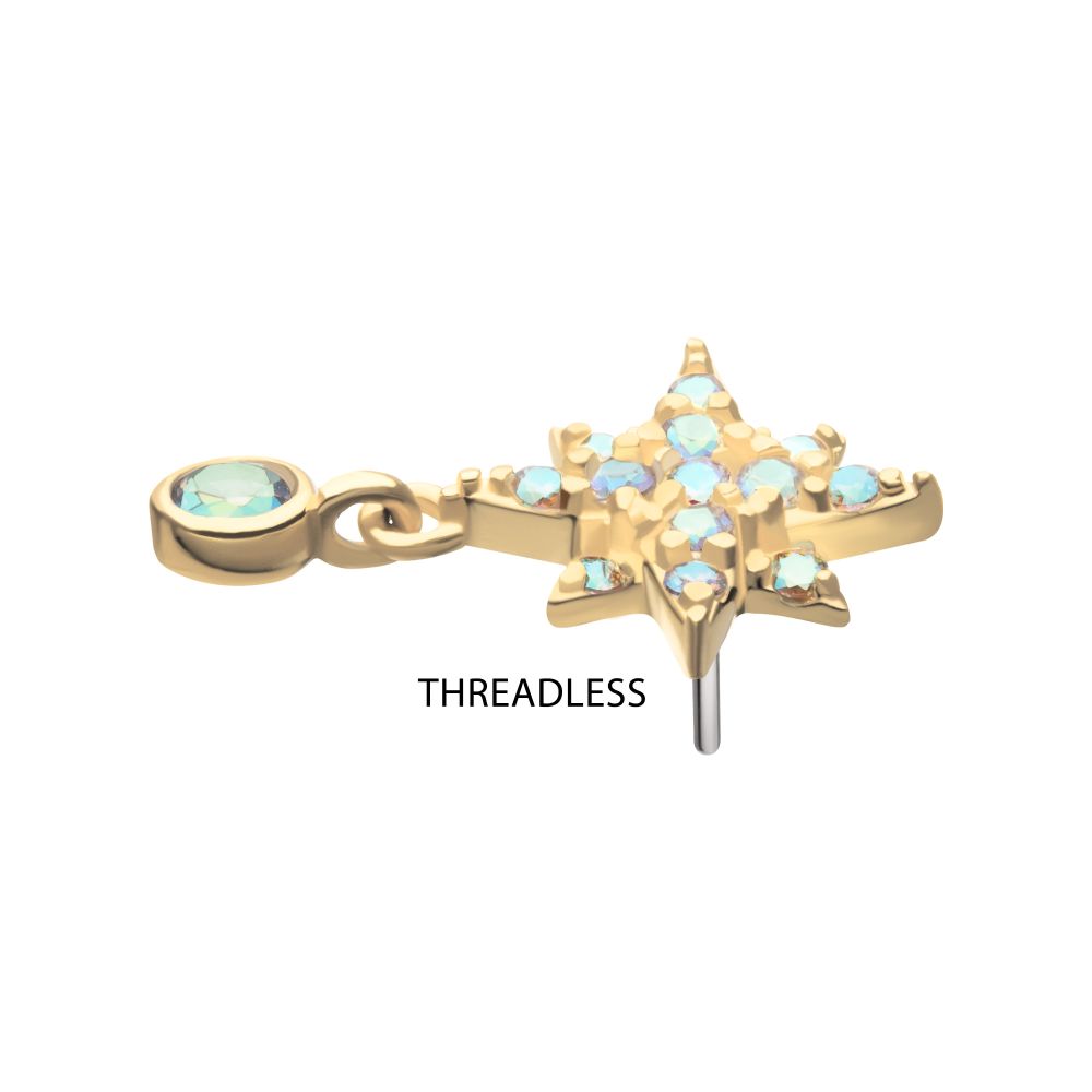 14Kt Yellow Gold Threadless Spike Edge Prong Set Round Gem Top
