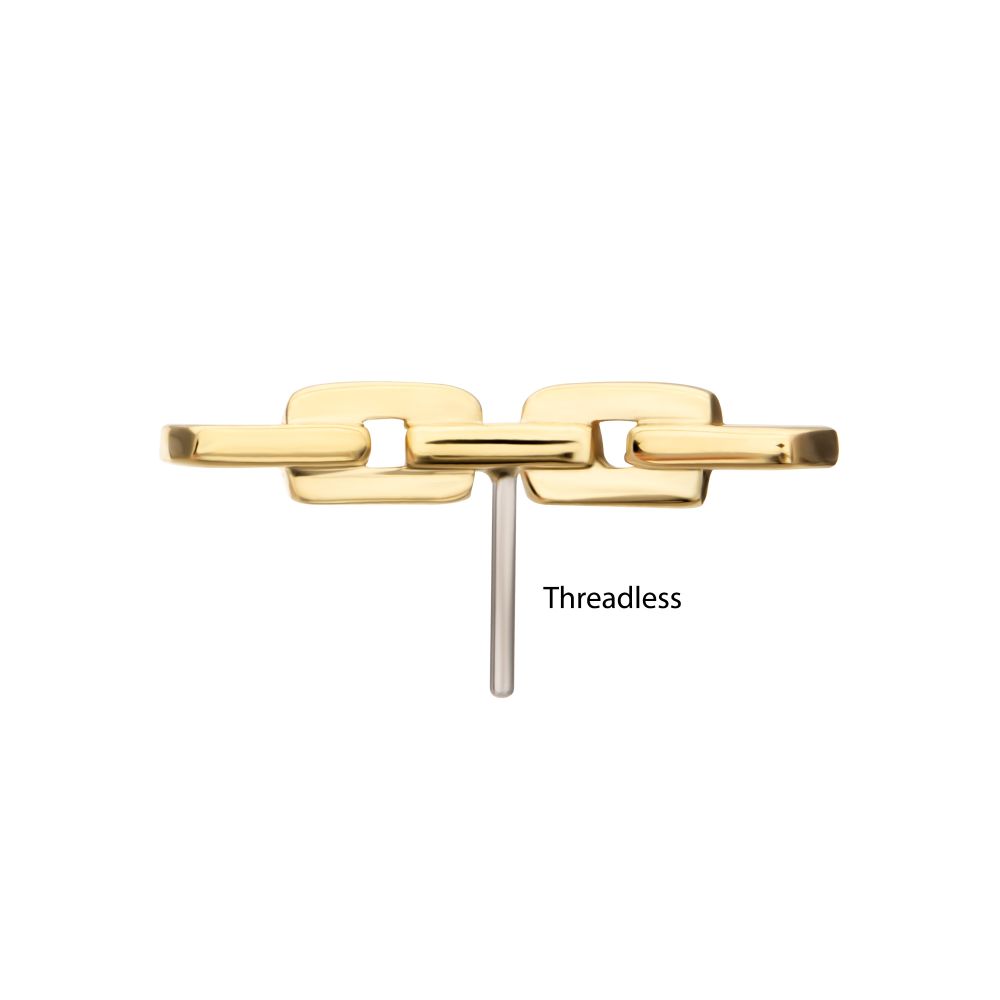 14Kt Yellow Gold Threadless Curved Chain Link Top