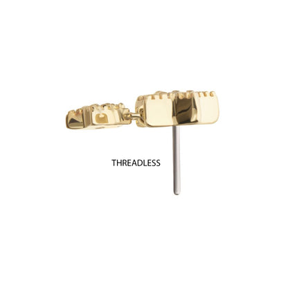 14Kt Yellow Gold Threadless Milgrain Edge Double Star Dangle Top with Prong Set Gem