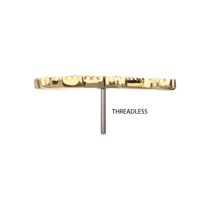 14Kt Yellow Gold Threadless Milgrain Edge Gallopping Horse Top with Pave Gem