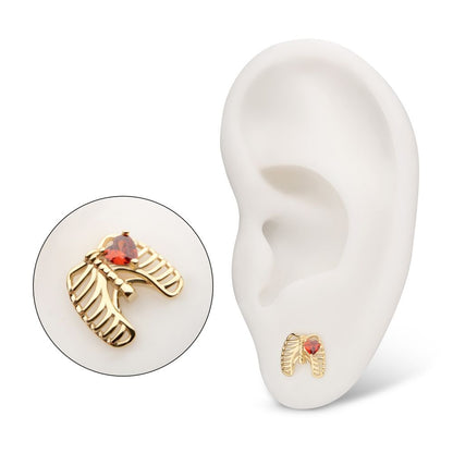 14Kt Yellow Gold Threadless Prong Set Heart Gem Rib Cage Top