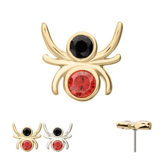 14Kt Gold Threadless Spider Top with Double Bezel Gem