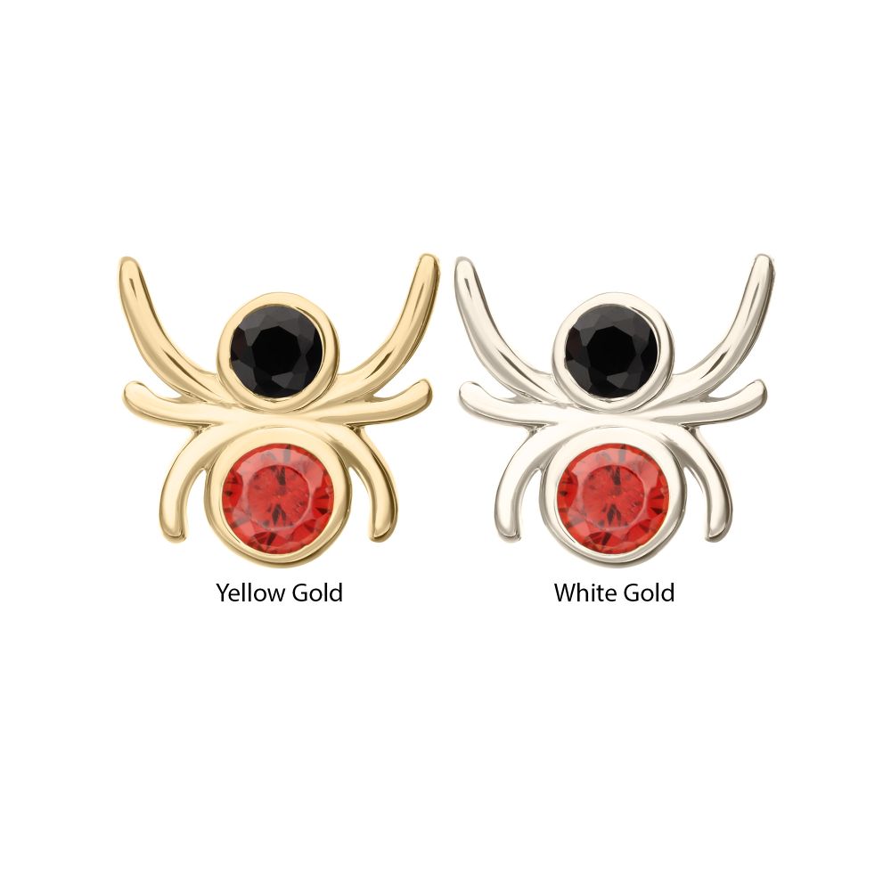 14Kt Gold Threadless Spider Top with Double Bezel Gem