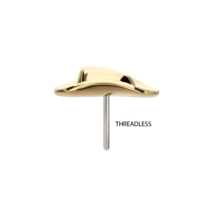 14Kt Yellow Gold Threadless 2D Molded Cowboy Hat Top