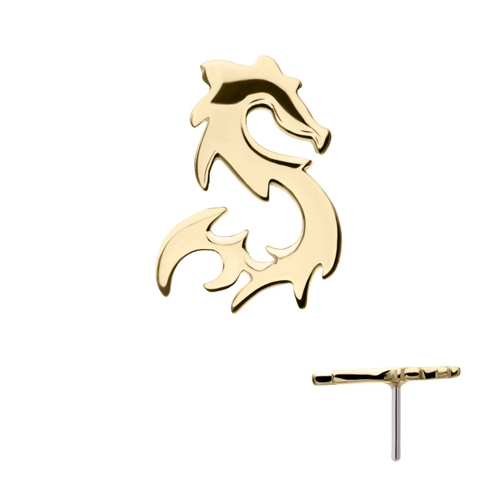 14Kt Yellow Gold Threadless Eastern Dragon Top