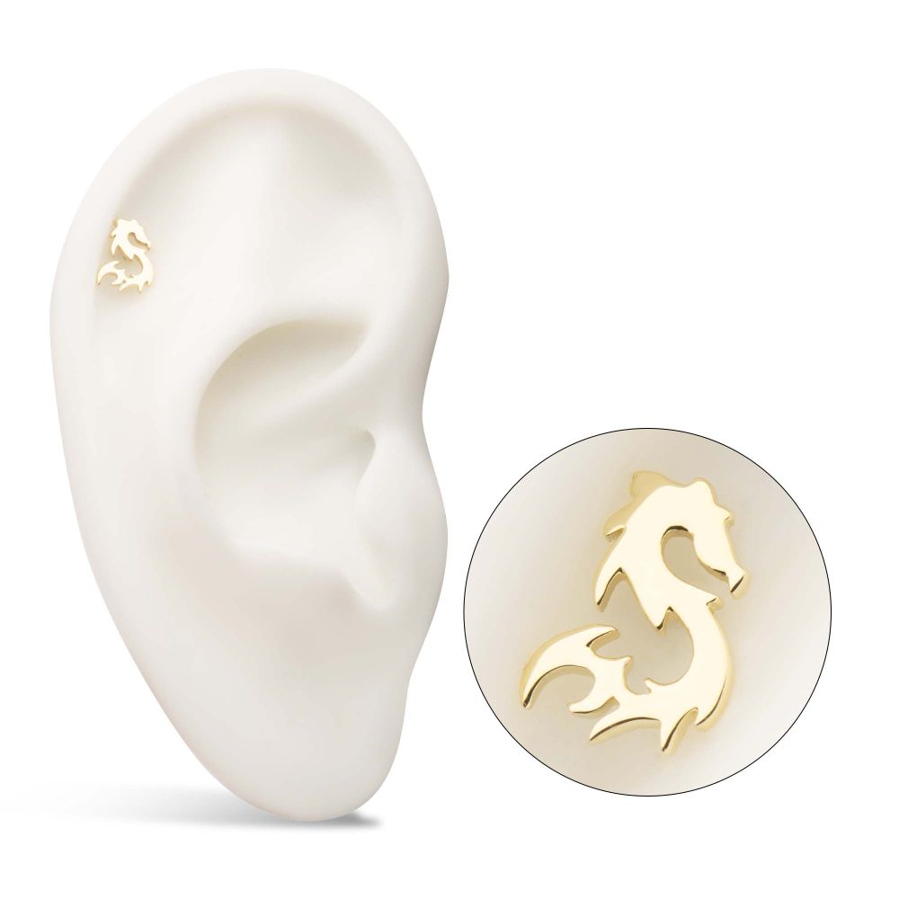 14Kt Yellow Gold Threadless Eastern Dragon Top