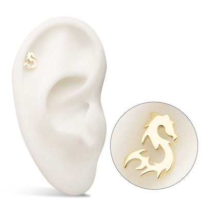 14Kt Yellow Gold Threadless Eastern Dragon Top