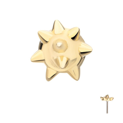 Solid 14Kt Yellow Gold Threadless Mace Ball Top