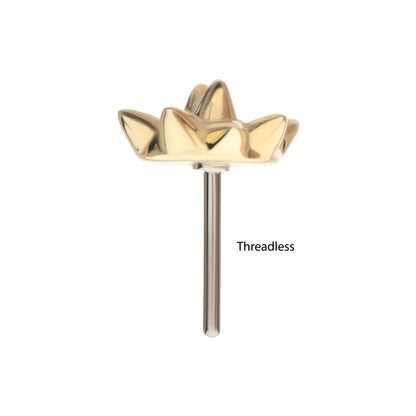 Solid 14Kt Yellow Gold Threadless Mace Ball Top