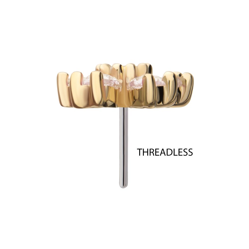 14Kt Yellow Gold Threadless Cherry Blossom Flower Top with 5-Petal Prong Set Gem