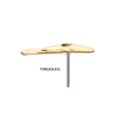 14Kt Yellow Gold Threadless 2D Shark Top