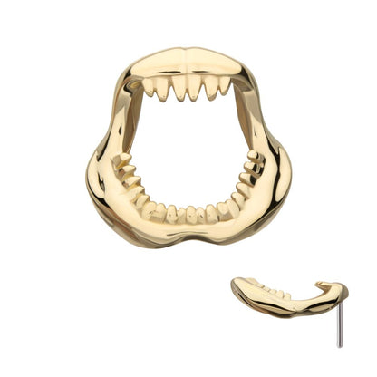 14kt Yellow Gold Threadless Casted Shark Jaws Top