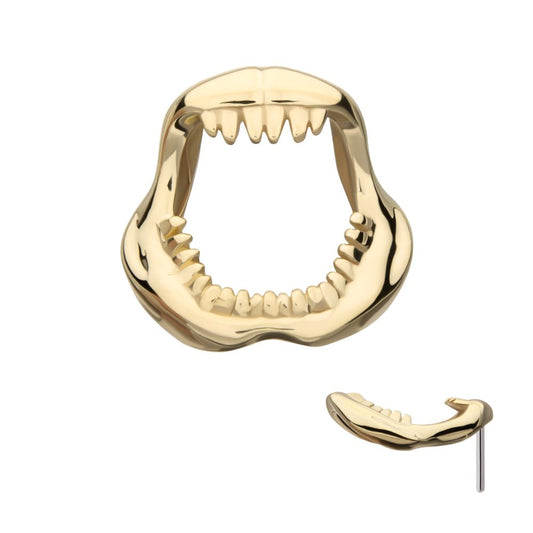 14kt Yellow Gold Threadless Casted Shark Jaws Top