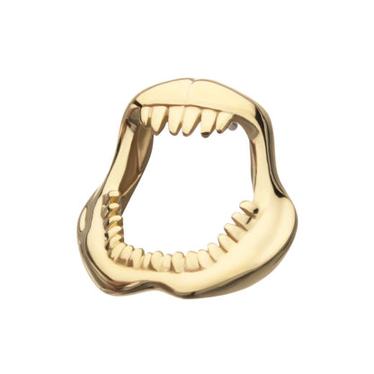 14kt Yellow Gold Threadless Casted Shark Jaws Top