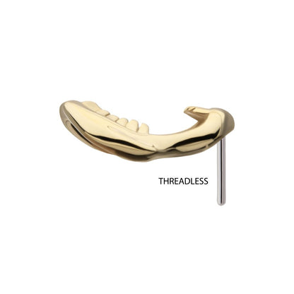 14kt Yellow Gold Threadless Casted Shark Jaws Top