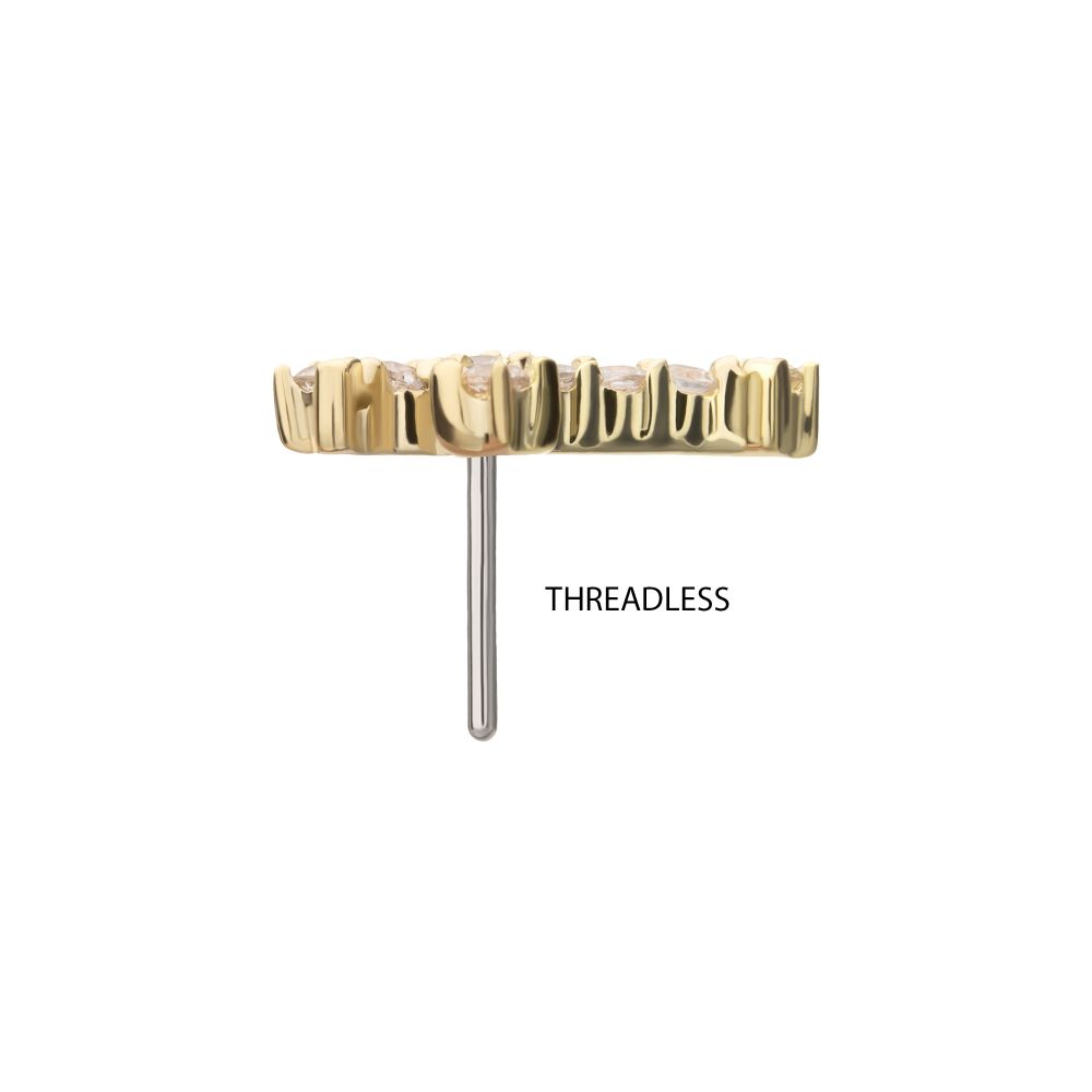 14kt Yellow Gold Threadless Antique Cross Top with Prong Set Gem