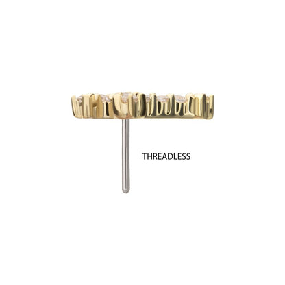 14kt Yellow Gold Threadless Antique Cross Top with Prong Set Gem