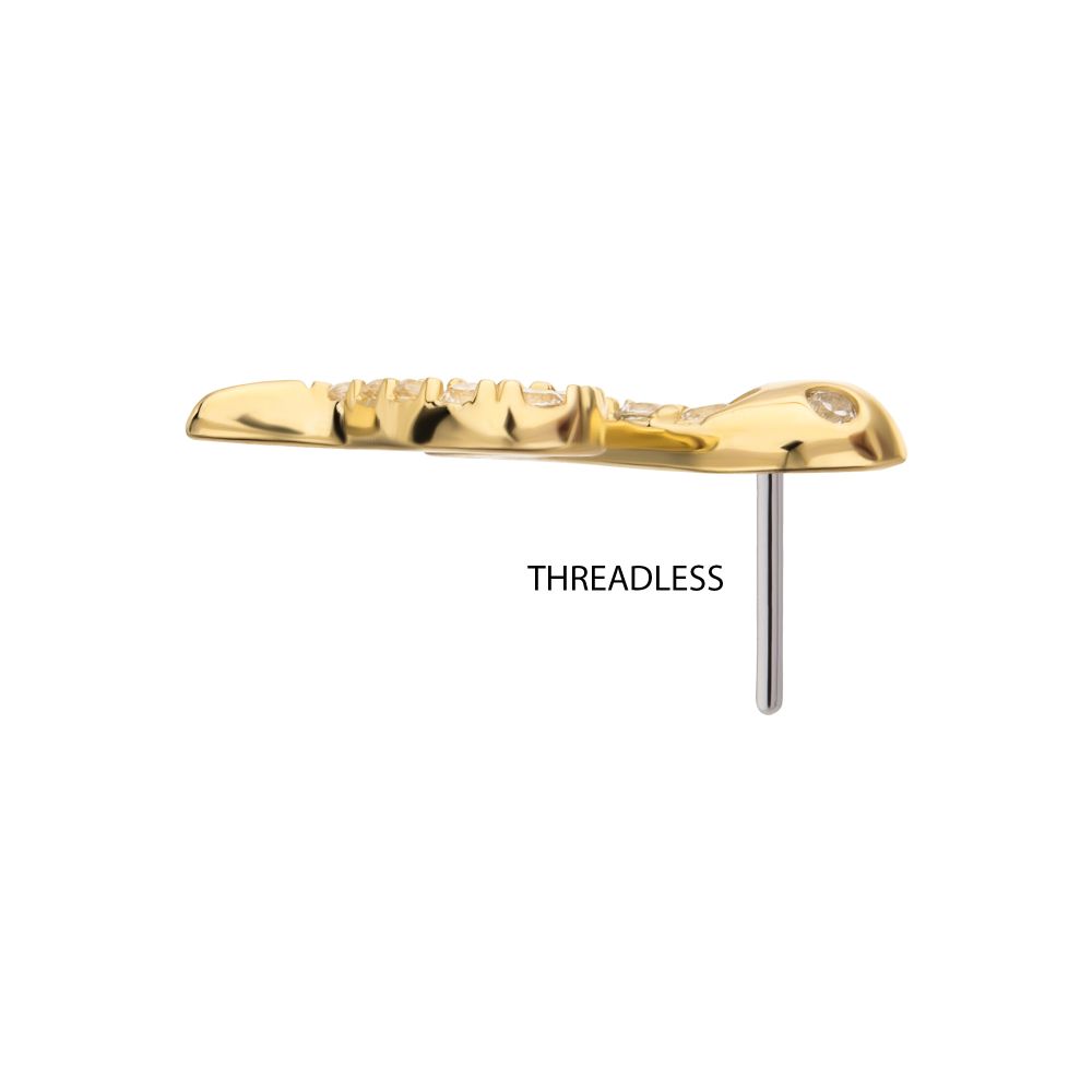 14Kt Yellow Gold Threadless Pave Gem Snake Top