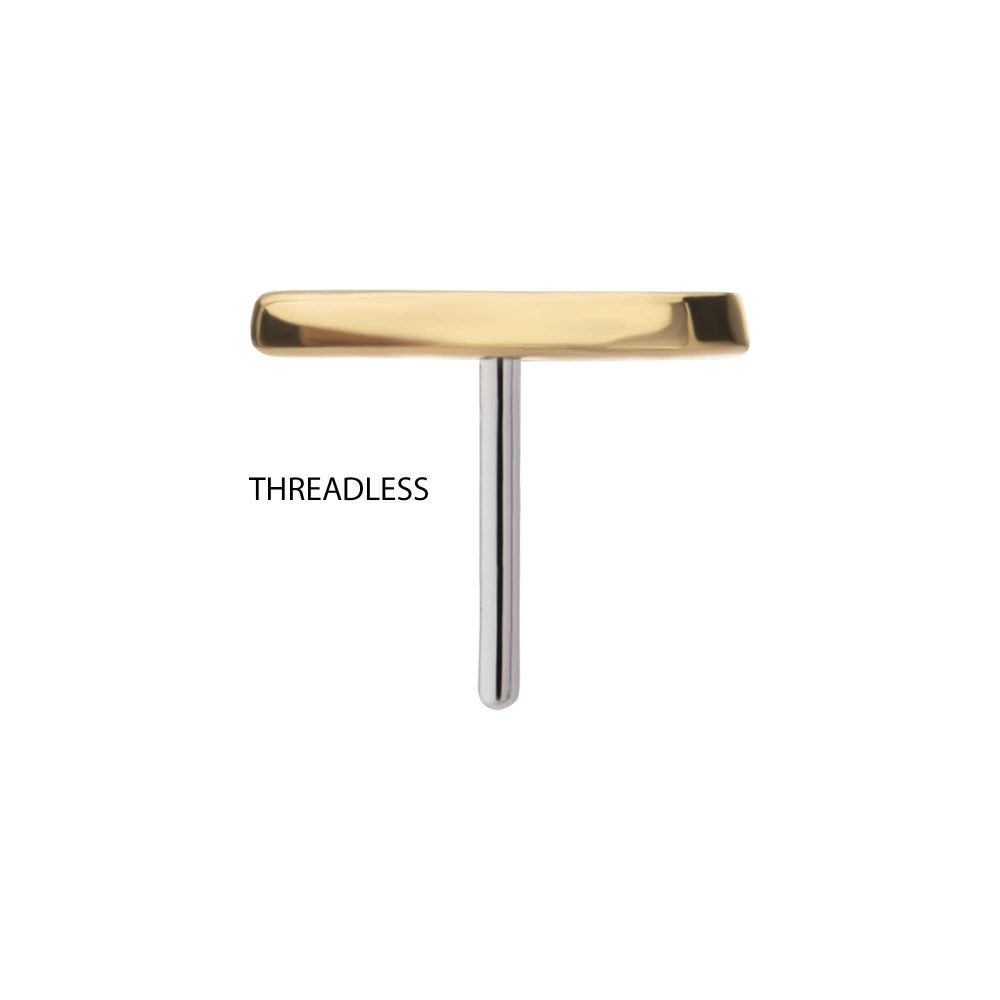 14Kt Yellow Gold Threadless Geometric Heart with One Side Pave Gem Top