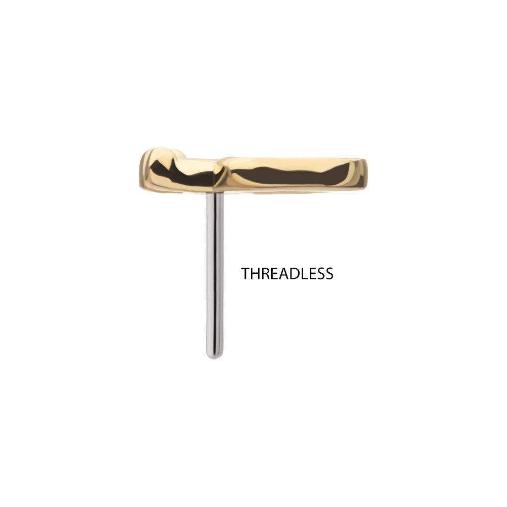 14Kt Yellow Gold Threadless Open Heart with Crown Top