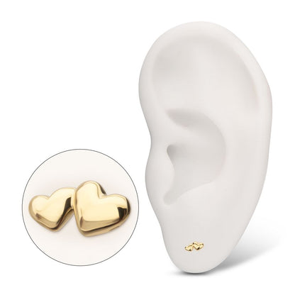 14Kt Yellow Gold Threadless Double Puffy Heart Top