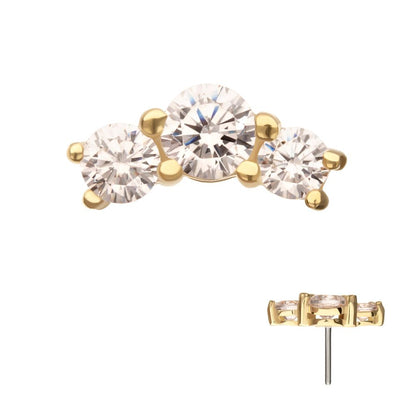 14Kt Yellow Gold Threadless Centered Gem Curved Cluster Top