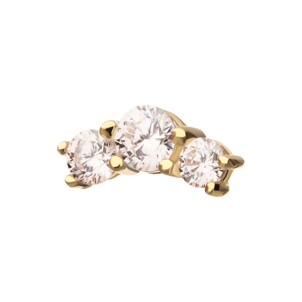 14Kt Yellow Gold Threadless Centered Gem Curved Cluster Top