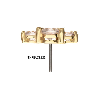 14Kt Yellow Gold Threadless Centered Gem Curved Cluster Top