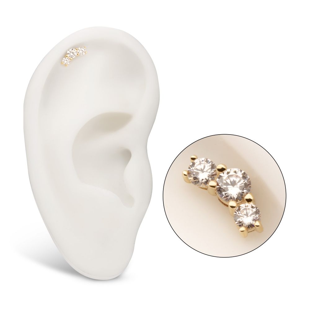 14Kt Yellow Gold Threadless Centered Gem Curved Cluster Top