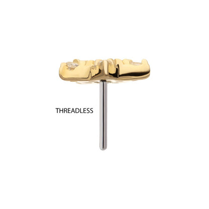 14Kt Yellow Gold Threadless Pave Gem Star Top