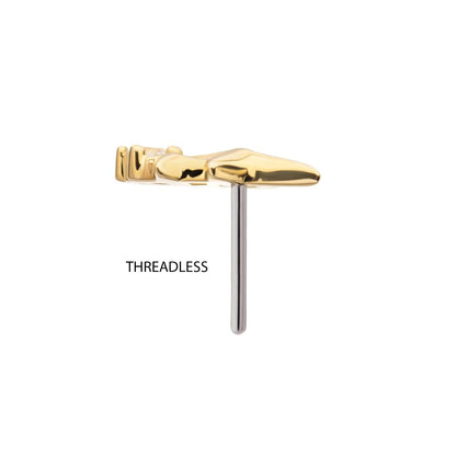 14Kt Gold Threadless Double Celestial Star Top with Prong Set Gem