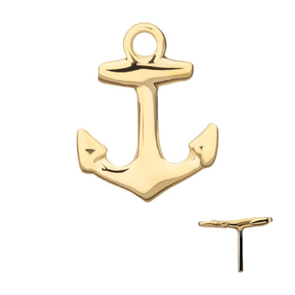 14Kt Yellow Gold Threadless Anchor Top