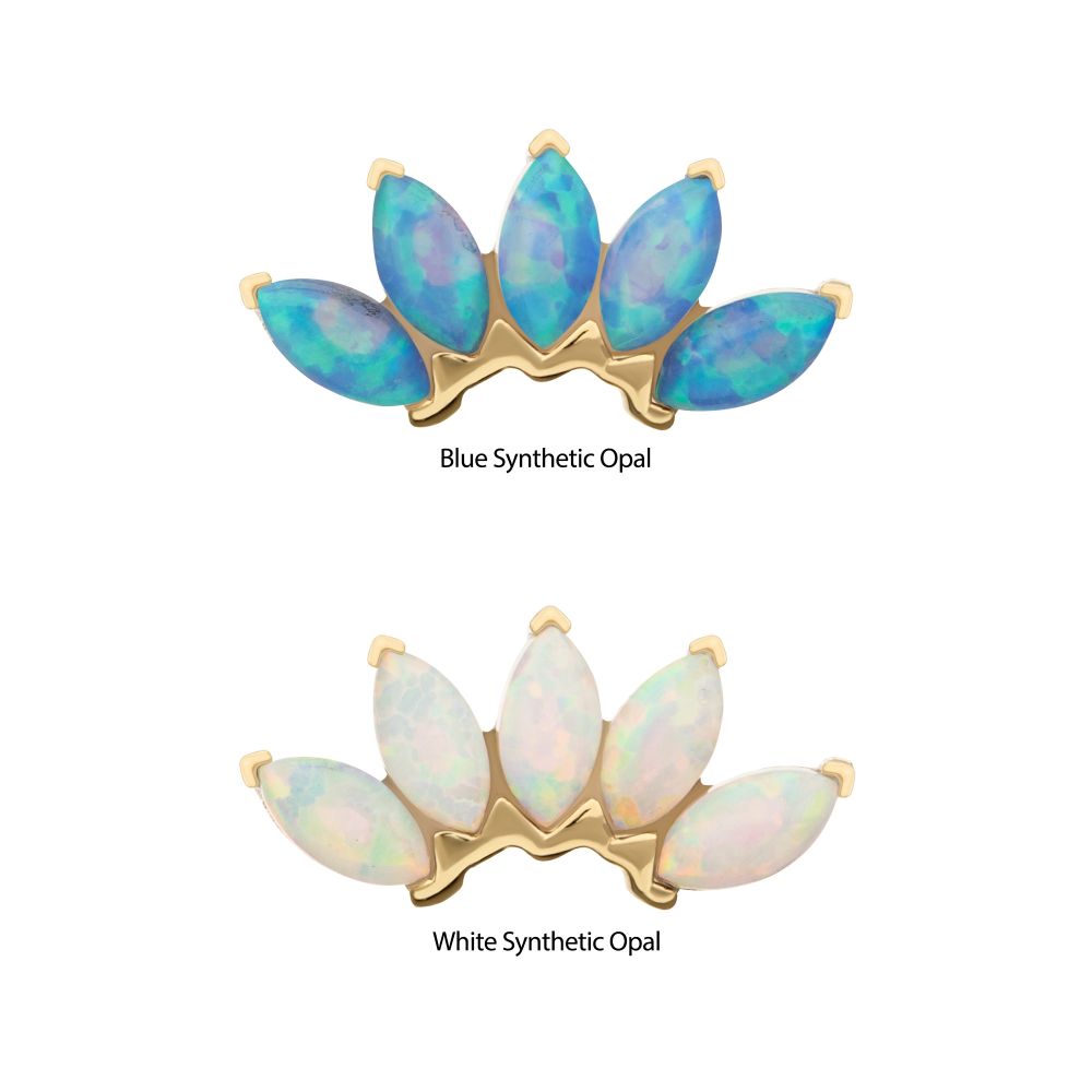 14Kt Gold Threadless Fan Shape Top with 5-Cluster Marquise Prong Opal 