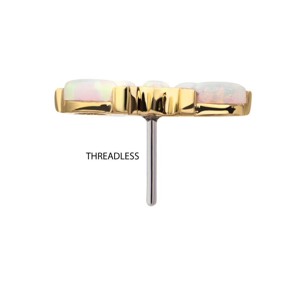 14Kt Gold Threadless Fan Shape Top with 5-Cluster Marquise Prong Opal 